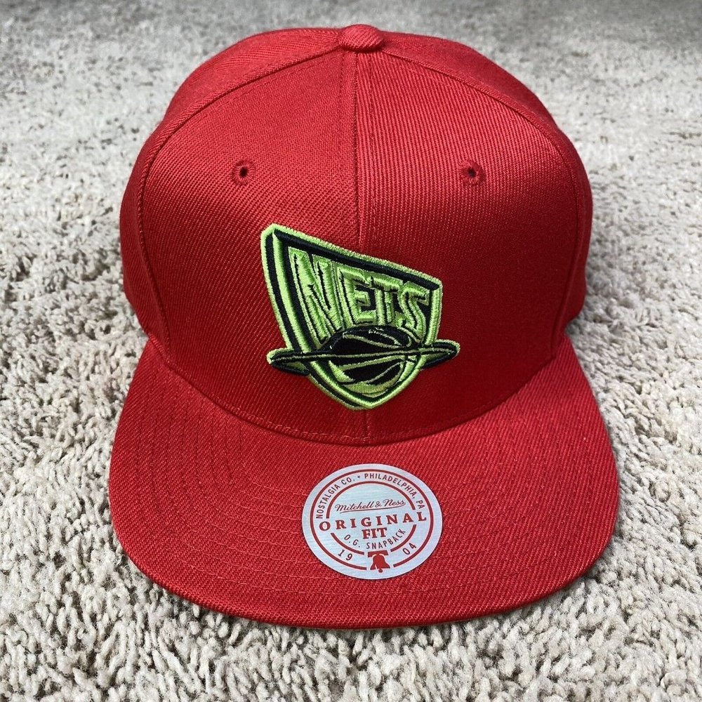New Jersey Nets Mitchell & Ness Hat Reverse Grinch Team Snapback HWC Red Cap NWT